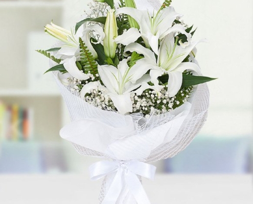 Lilyumdan buket çiçeği